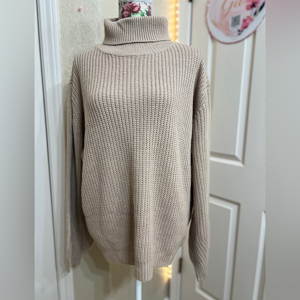 Petal & Pup Beige Turtleneck Sweater
